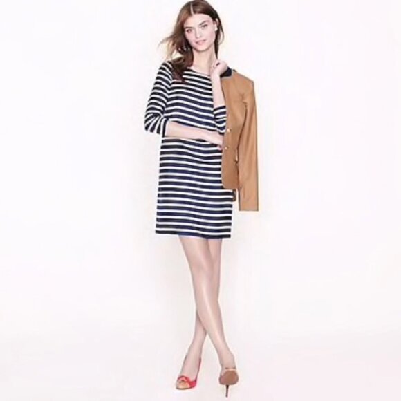 J. Crew Navy and White Striped Mini Dress💙❤️ - Picture 1 of 10